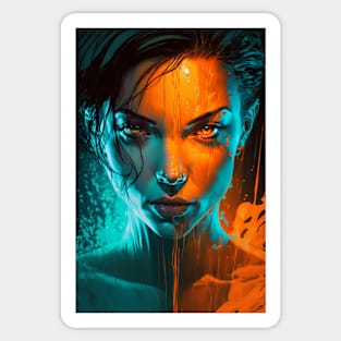 Cyan Orange Dreams Dystopian Scifi Future Sticker